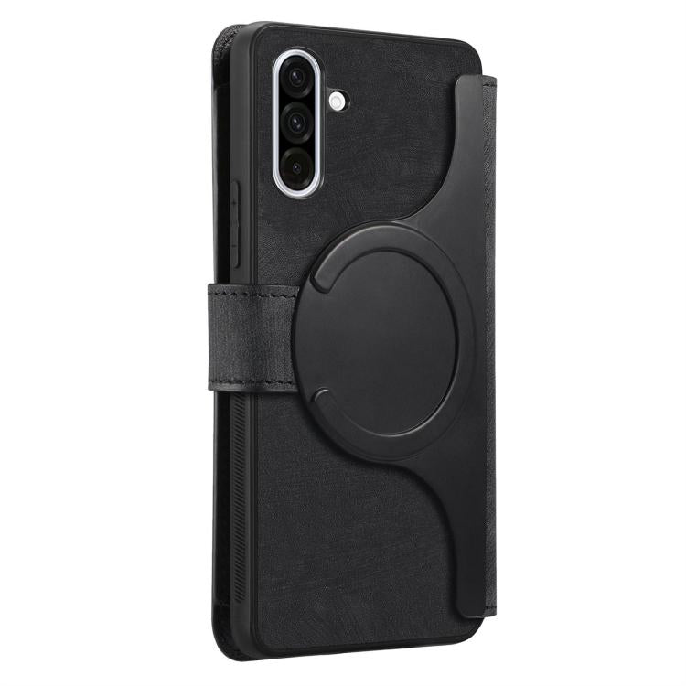 Funda Neo MagSafe RFID antirrobo con cremallera para Samsung Galaxy A36 5G, de cuero estilo retro (negra)