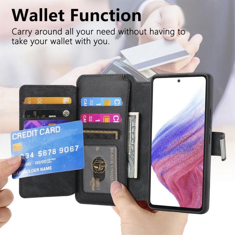 Funda Neo MagSafe RFID antirrobo con cremallera para Samsung Galaxy A36 5G, de cuero estilo retro (negra)