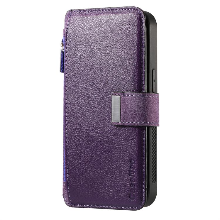 Funda Neo MagSafe RFID antirrobo con cremallera para Samsung Galaxy A36 5G, de cuero estilo retro (morado)