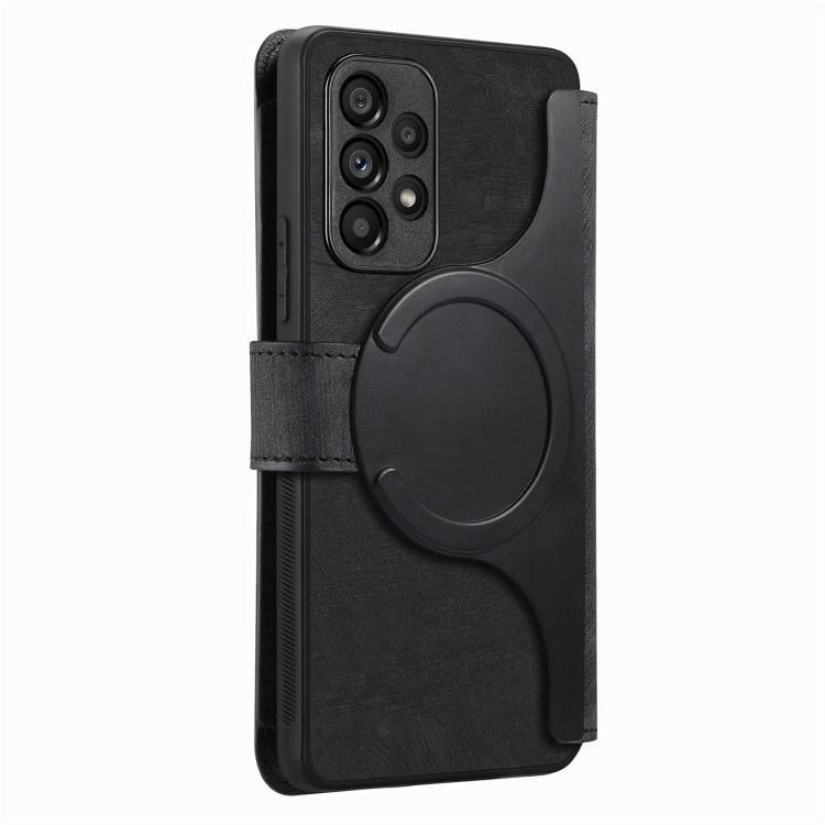 Funda Neo MagSafe RFID antirrobo con cremallera para Samsung Galaxy A53, de cuero estilo retro (negro)