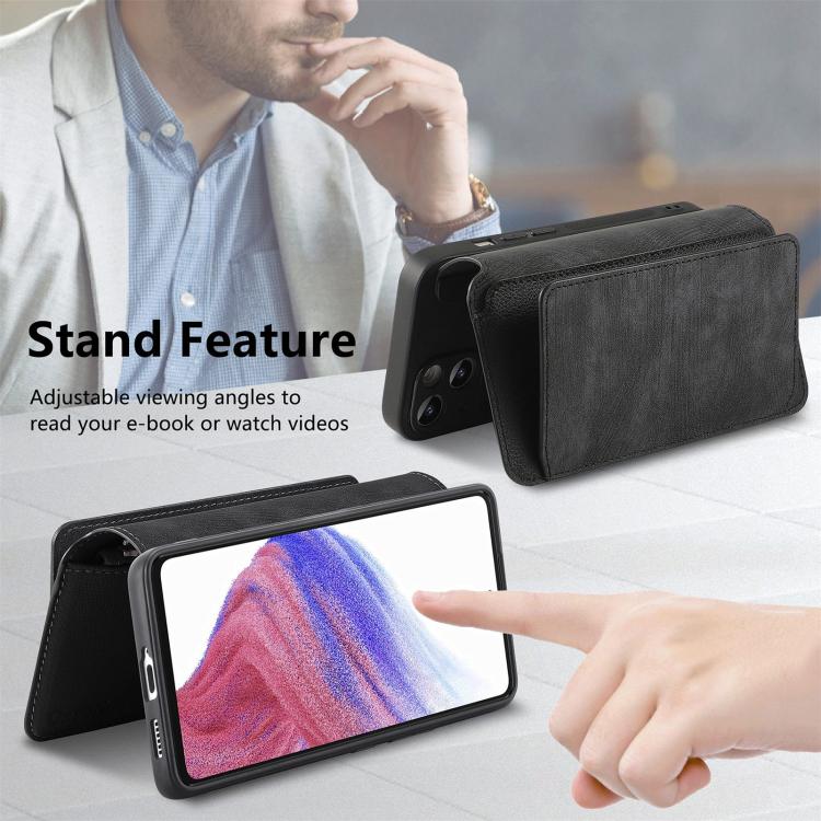 Funda Neo MagSafe RFID antirrobo con cremallera para Samsung Galaxy A53, de cuero estilo retro (negro)