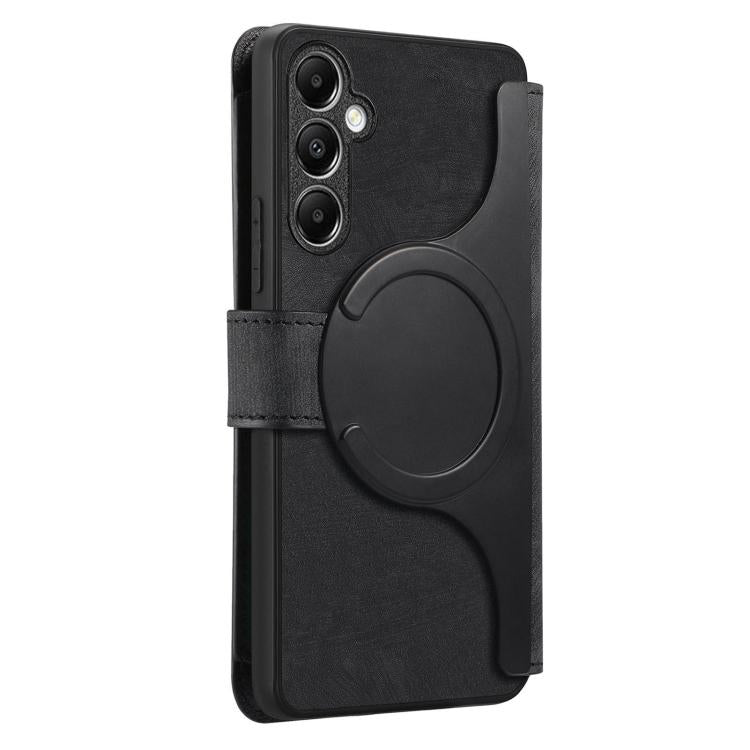 Funda Neo MagSafe RFID antirrobo con cremallera para Samsung Galaxy A14 5G, de cuero estilo retro (negro)