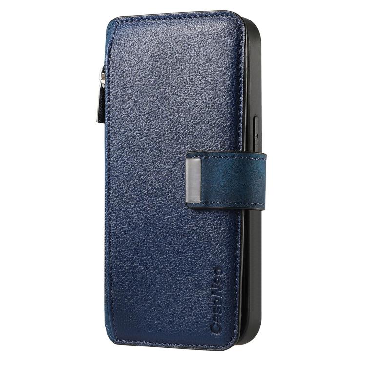 Funda Neo MagSafe RFID antirrobo con cremallera para Samsung Galaxy A14 5G, de cuero estilo retro (azul)