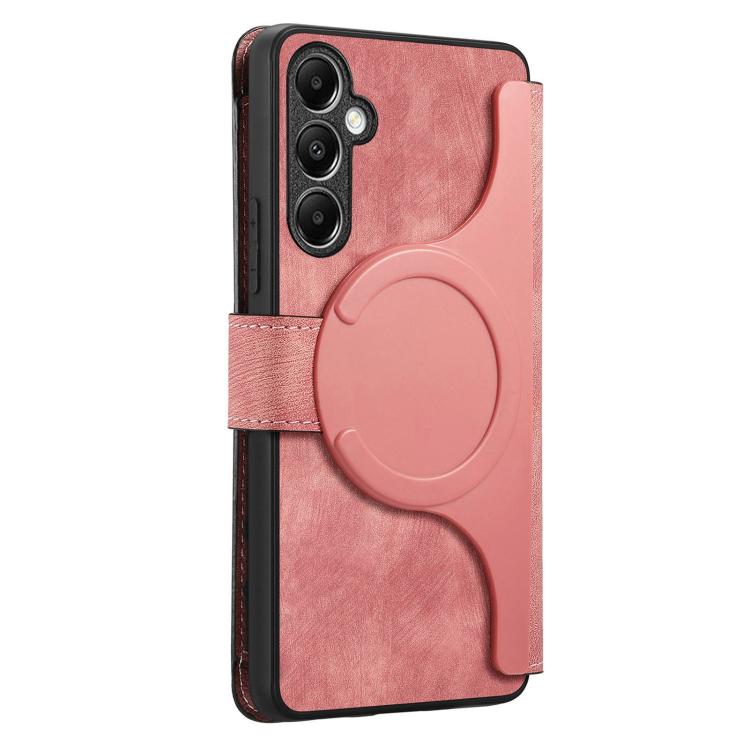 Funda Neo MagSafe RFID antirrobo con cremallera para Samsung Galaxy A14 5G, de cuero estilo retro (rosa)
