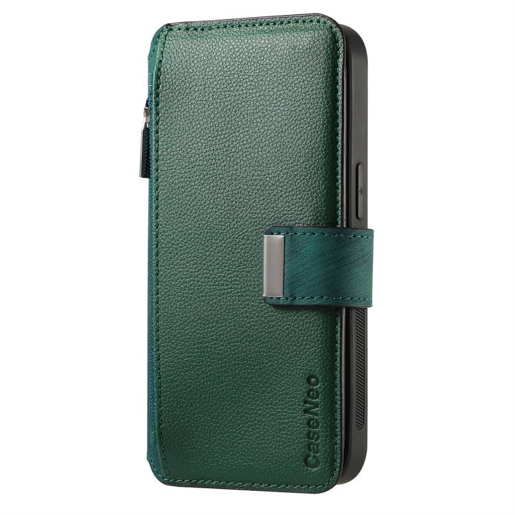 Funda Neo MagSafe RFID antirrobo con cremallera para Samsung Galaxy S25 Edge 5G, de cuero estilo retro (verde)