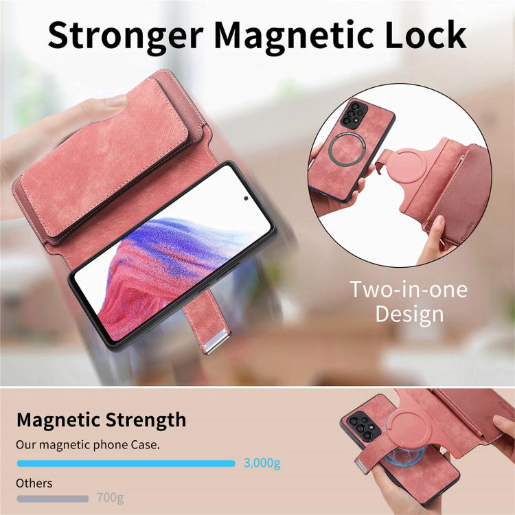 Funda Neo MagSafe RFID antirrobo con cremallera para Samsung Galaxy S25 Edge 5G, estilo retro, de cuero (rosa)