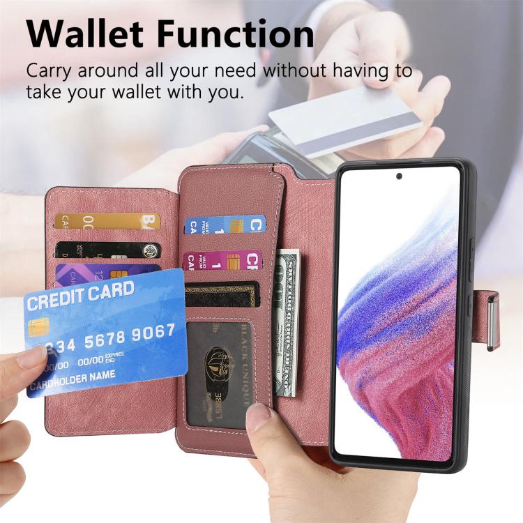 Funda Neo MagSafe RFID antirrobo con cremallera para Samsung Galaxy S25 Edge 5G, estilo retro, de cuero (rosa)