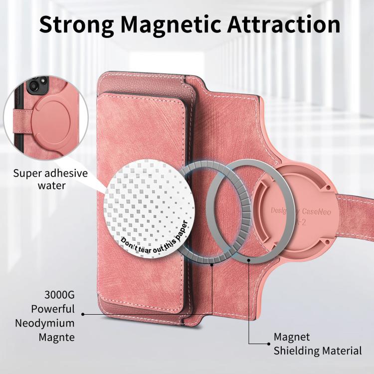 Funda Neo MagSafe RFID antirrobo con cremallera para Samsung Galaxy S25 Ultra 5G, estilo retro, de cuero (rosa)