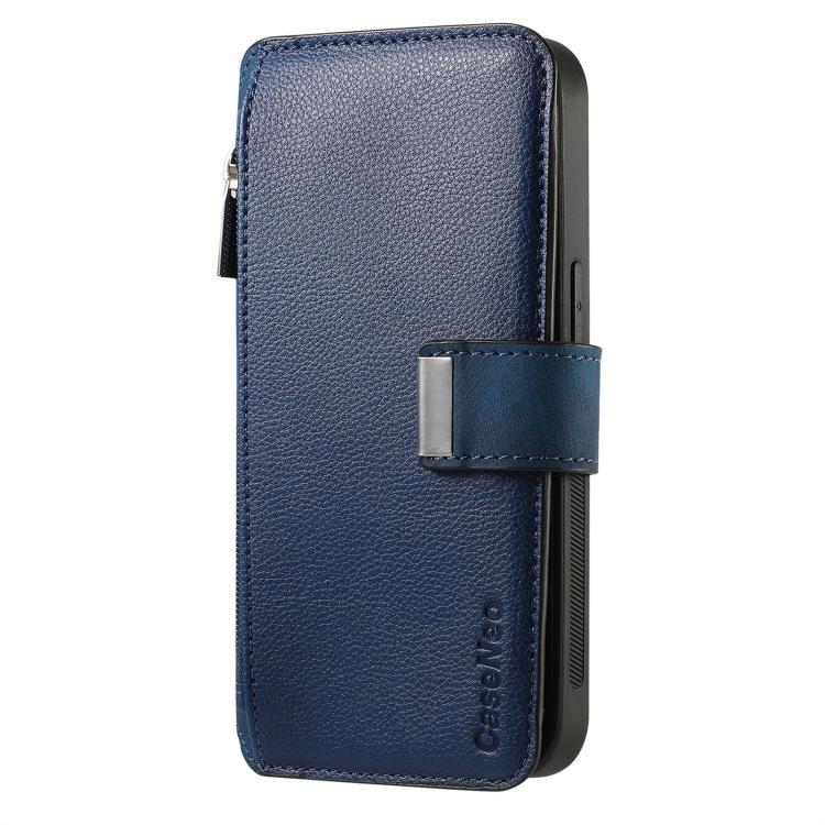 Funda Neo MagSafe RFID antirrobo con cremallera para Samsung Galaxy S24 FE 5G, estilo retro, de cuero (azul)