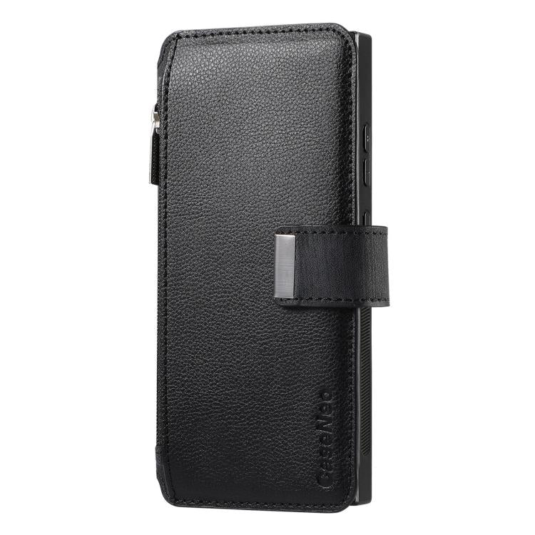 Funda Neo MagSafe RFID antirrobo con cremallera para Samsung Galaxy S24 Ultra 5G, de cuero estilo retro (negra)