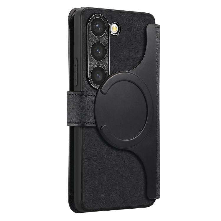 Funda Neo MagSafe RFID antirrobo con cremallera para Samsung Galaxy S23 5G, de cuero estilo retro (negra)