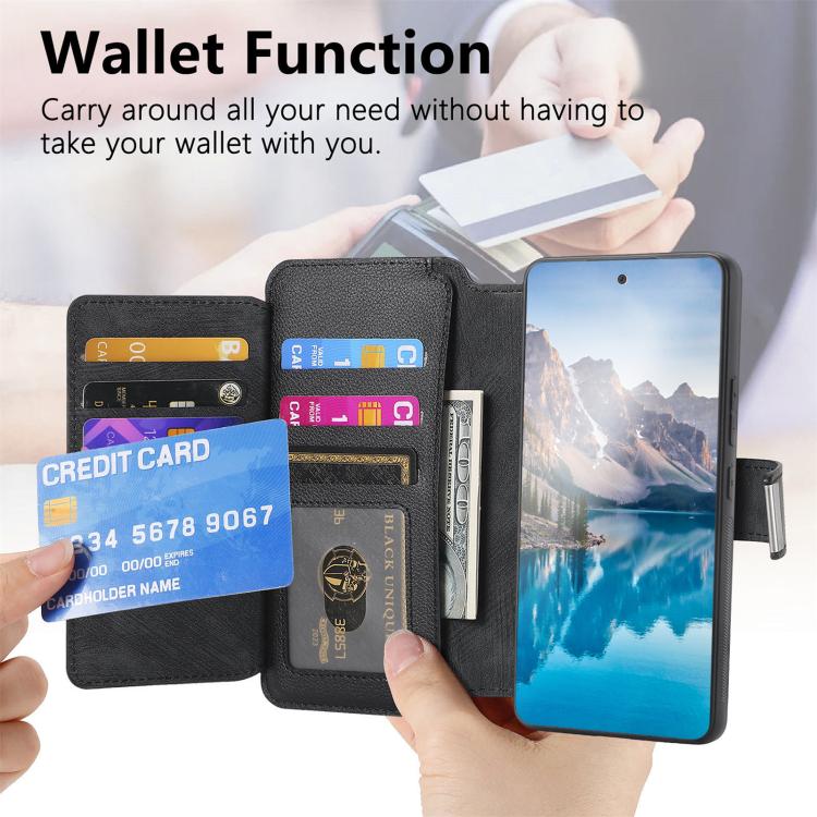 Funda Neo MagSafe RFID antirrobo con cremallera para Samsung Galaxy S23 5G, de cuero estilo retro (negra)