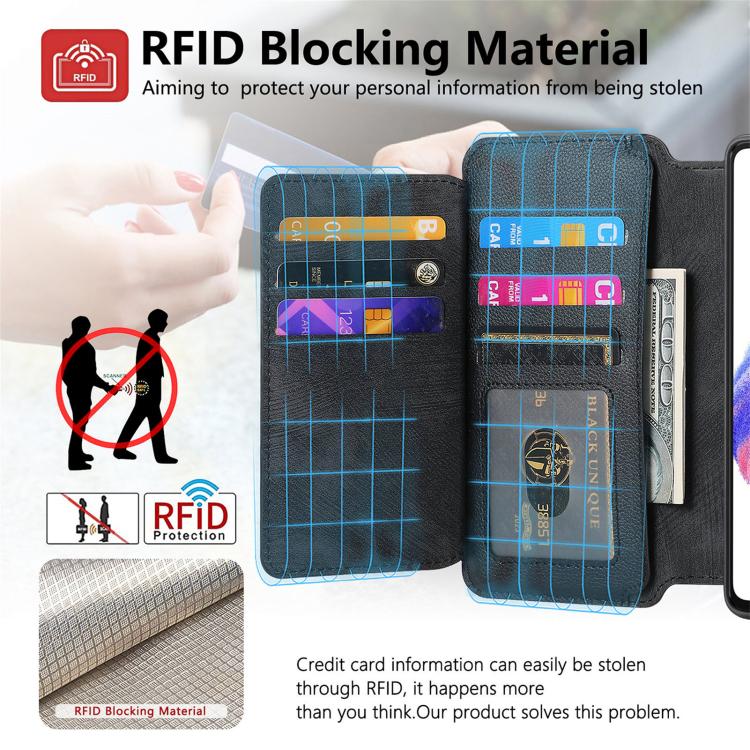 Funda Neo MagSafe RFID antirrobo con cremallera para Samsung Galaxy S23 5G, de cuero estilo retro (negra)