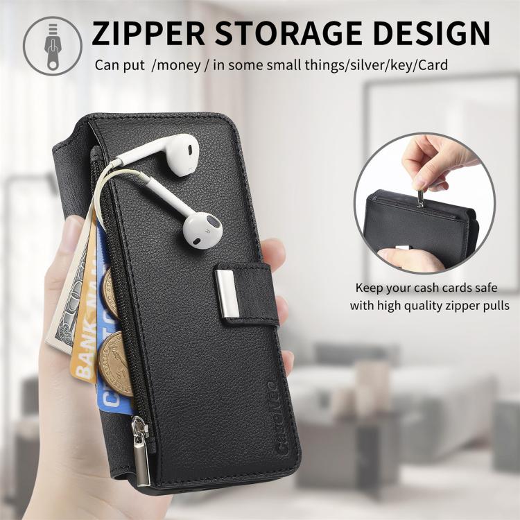 Funda Neo MagSafe RFID antirrobo con cremallera para Samsung Galaxy S23 5G, de cuero estilo retro (negra)
