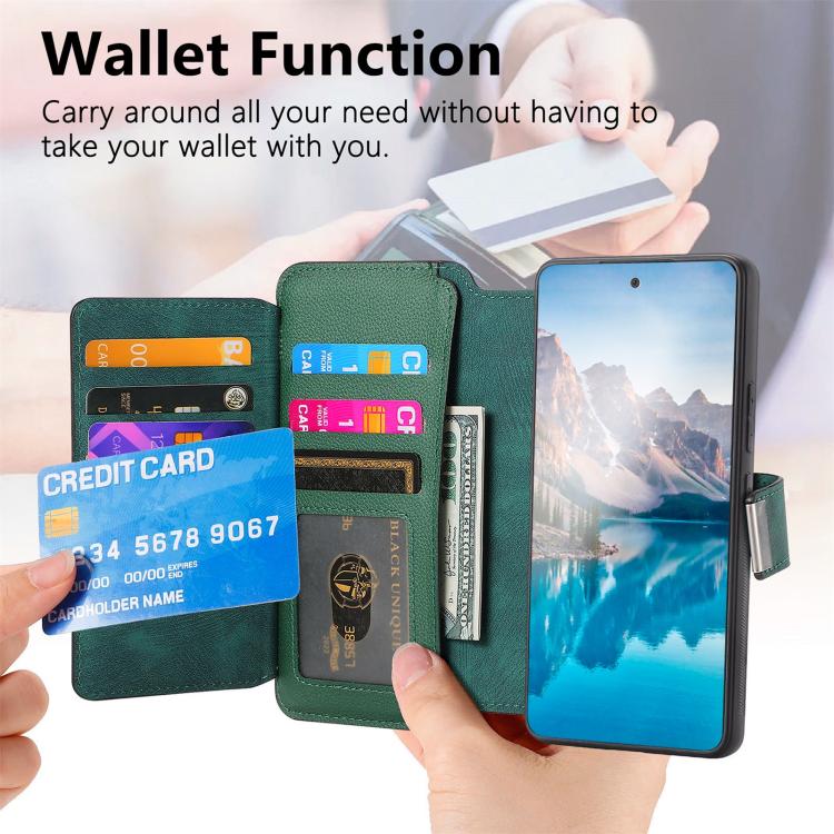 Funda Neo MagSafe RFID antirrobo con cremallera para Samsung Galaxy S23 5G, de cuero estilo retro (verde)