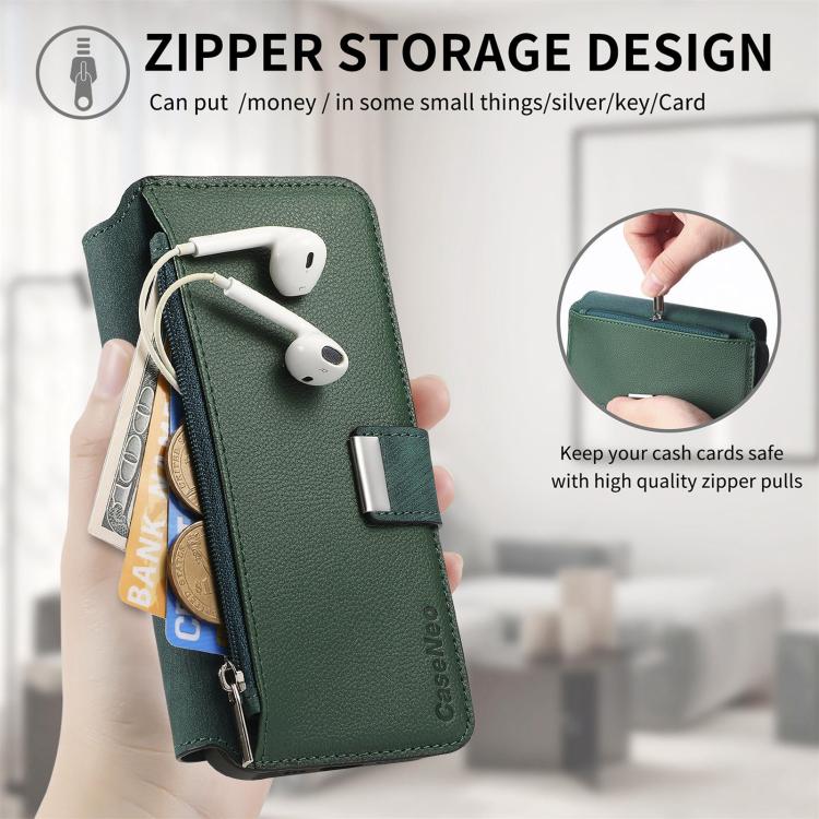 Funda Neo MagSafe RFID antirrobo con cremallera para Samsung Galaxy S23 5G, de cuero estilo retro (verde)