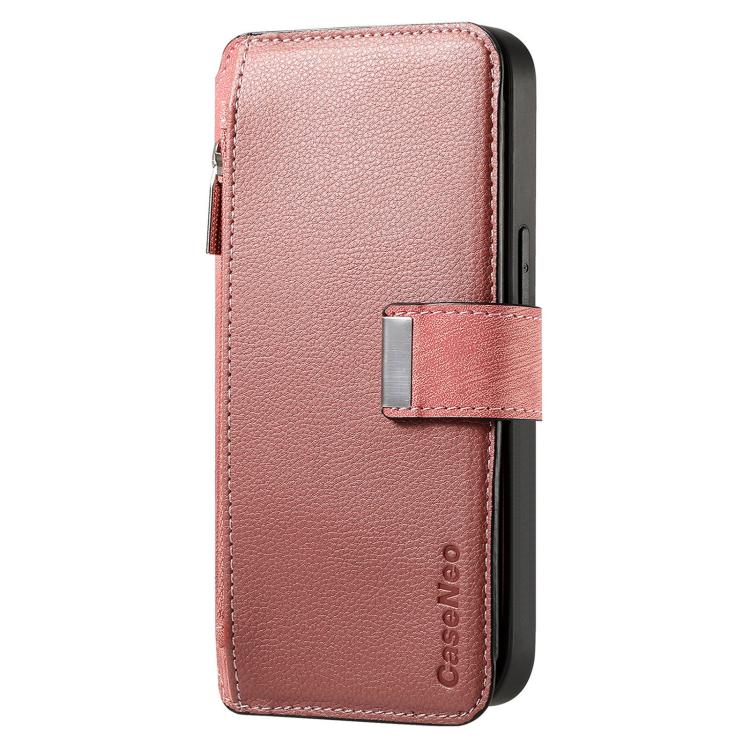 Funda Neo MagSafe RFID antirrobo con cremallera para Samsung Galaxy S23 5G, de cuero estilo retro (rosa)