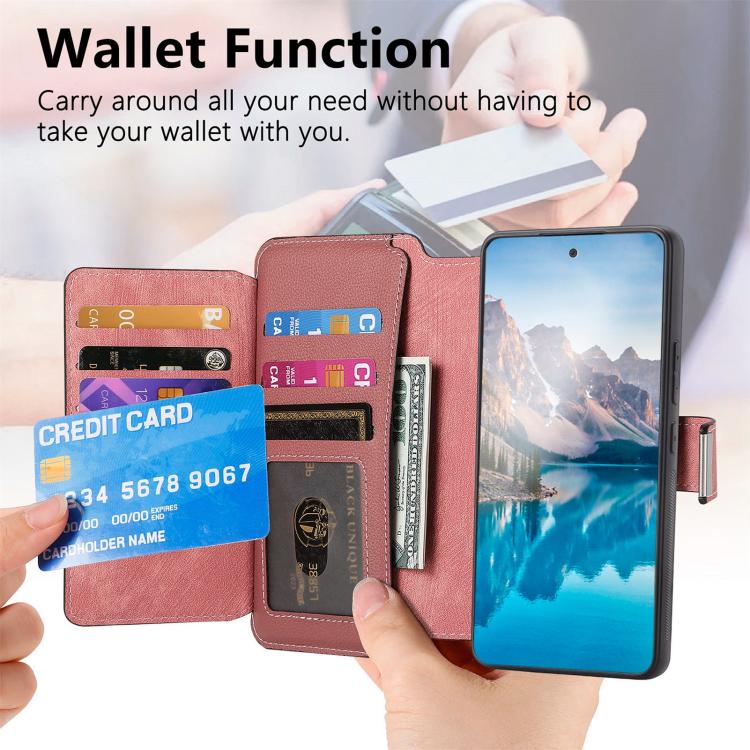 Funda Neo MagSafe RFID antirrobo con cremallera para Samsung Galaxy S23 5G, de cuero estilo retro (rosa)