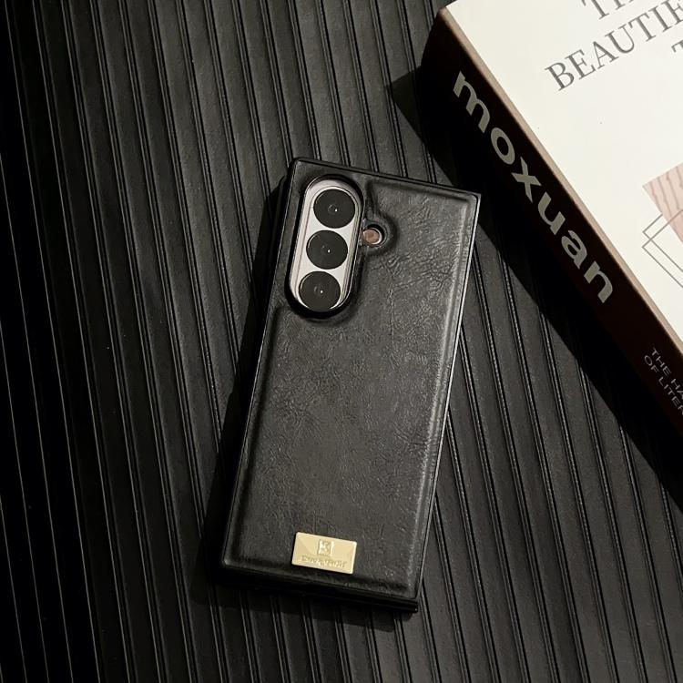 Funda de PU con textura Crazy Horse para Samsung Galaxy Z Fold7 5G (negra)