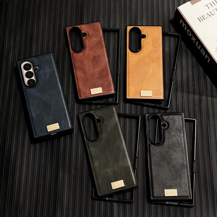 Funda de PU con textura Crazy Horse para Samsung Galaxy Z Fold7 5G (roja)