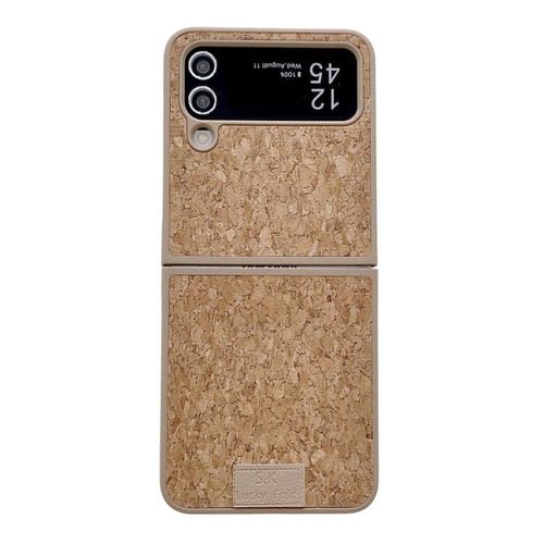 Funda para Samsung Galaxy Z Flip3 5G de piel de cordero, corcho, PU + PC, color marrón (textura de cuero)