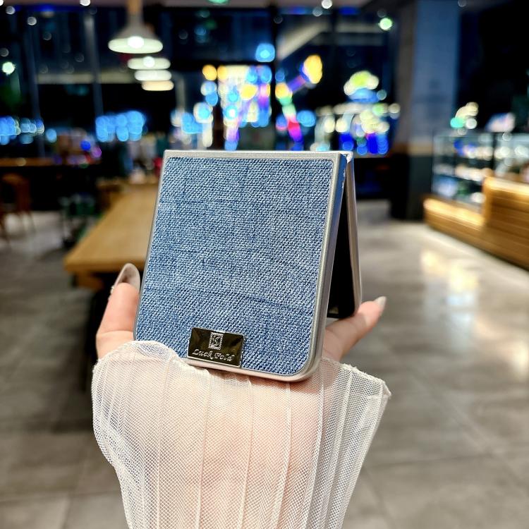 Funda de poliuretano y policarbonato con marco plateado para Samsung Galaxy Z Flip6 5G (azul)
