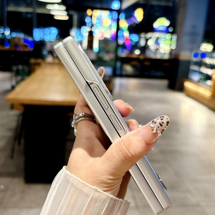 Funda de poliuretano y policarbonato con marco plateado para Samsung Galaxy Z Fold6 5G (azul)