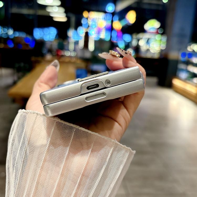 Funda de poliuretano y policarbonato con marco plateado para Samsung Galaxy Z Fold6 5G (azul)