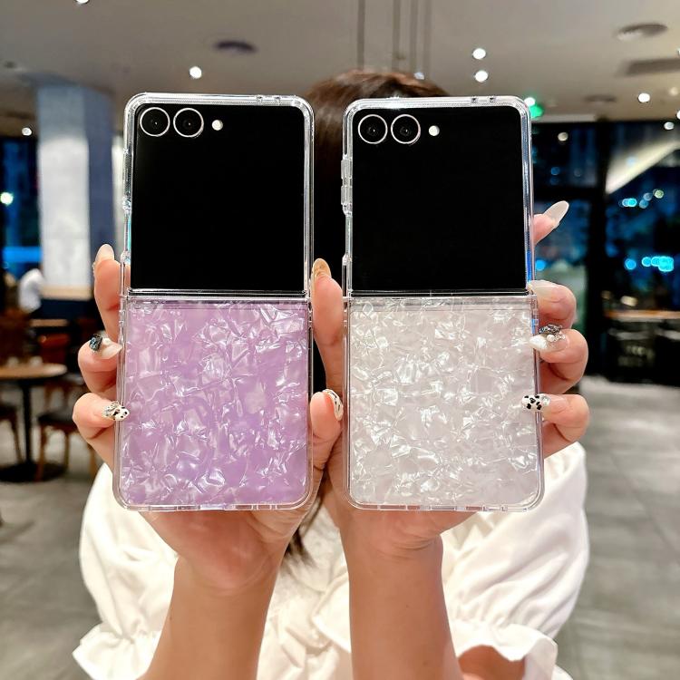 Funda con textura perlada para Samsung Galaxy Z Flip7 (rosa y verde)