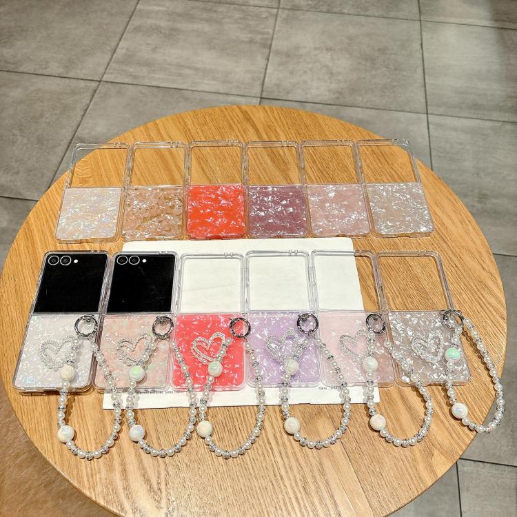 Funda con textura perlada para Samsung Galaxy Z Flip7 (rosa y verde)