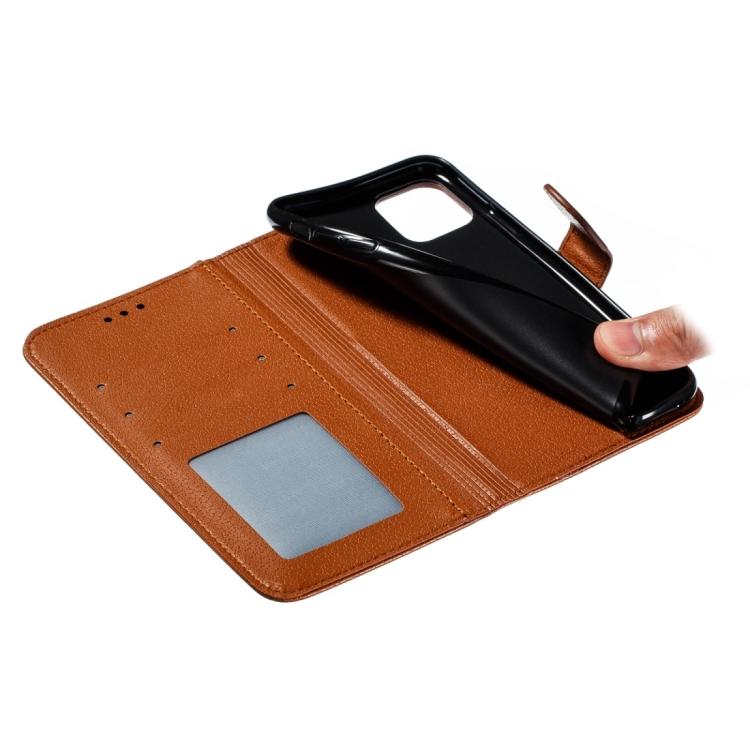 Funda de cuero con textura de lichi y estampado de plumas para Xiaomi Poco F7 Pro/Redmi K80 (marrón)