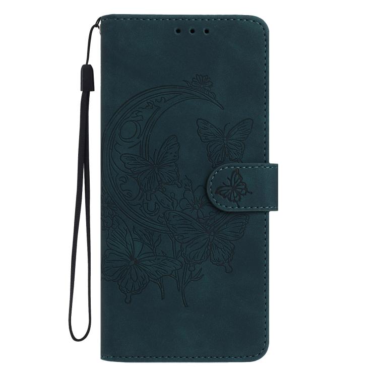 Funda de cuero con relieve y diseño de mariposas para Samsung Galaxy A07 5G (verde)