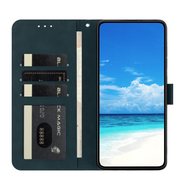 Funda de cuero con relieve y diseño de mariposas para Samsung Galaxy A07 5G (verde)