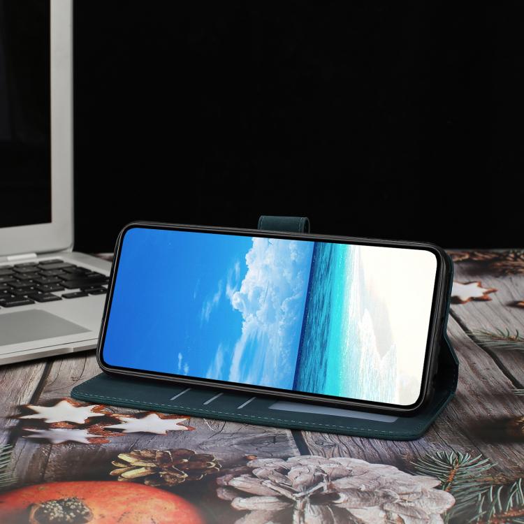 Funda de cuero con relieve y diseño de mariposas para Samsung Galaxy A07 5G (verde)