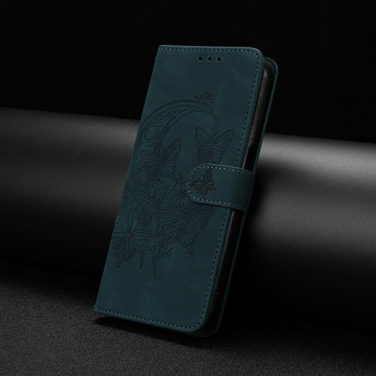 Funda de cuero con relieve y diseño de mariposas para Samsung Galaxy A07 5G (verde)
