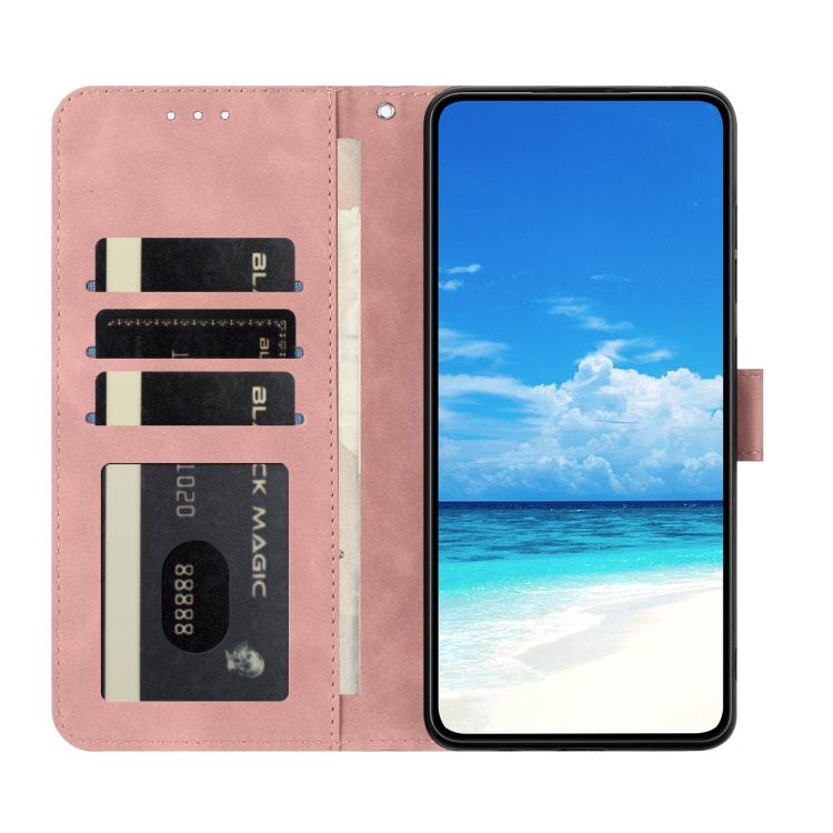 Funda de cuero con relieve y diseño de mariposas para Samsung Galaxy A07 5G (rosa)