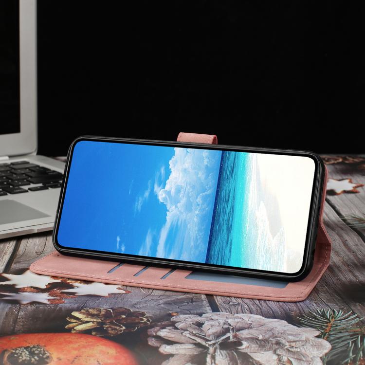 Funda de cuero con relieve y diseño de mariposas para Samsung Galaxy A07 5G (rosa)
