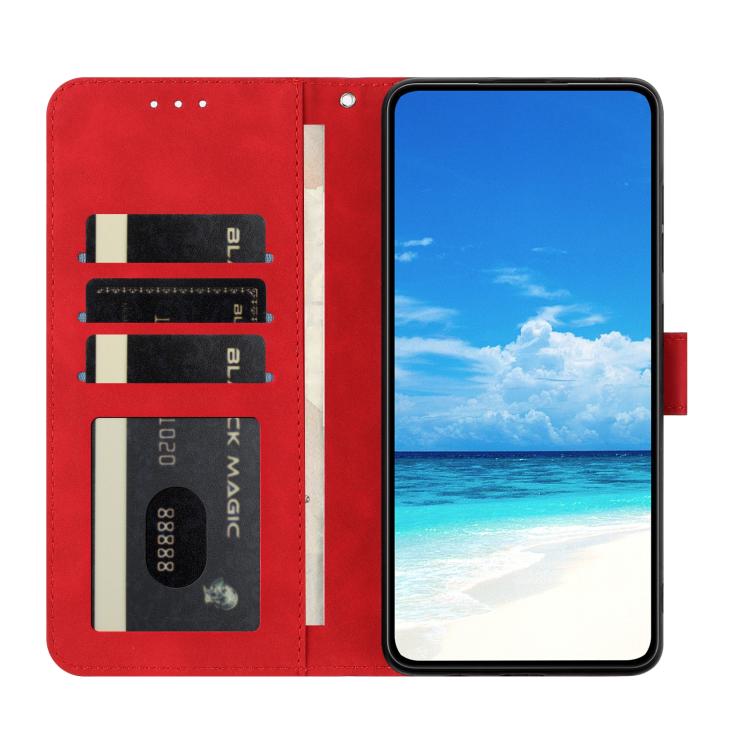 Funda de cuero con relieve y diseño de mariposas para Samsung Galaxy A07 5G (rojo)