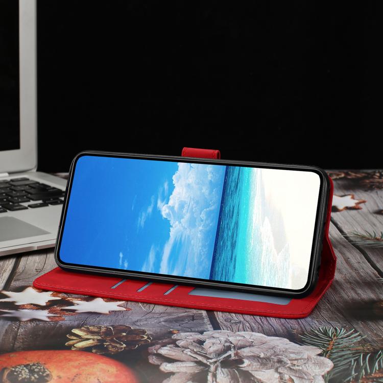 Funda de cuero con relieve y diseño de mariposas para Samsung Galaxy A07 5G (rojo)