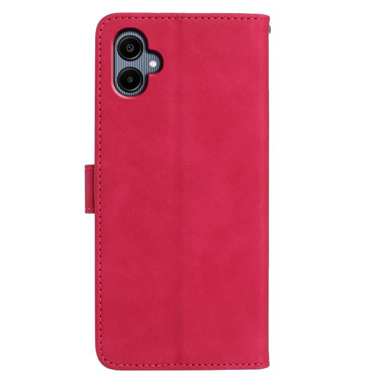 Funda de cuero con relieve y diseño de mariposas danzantes para Samsung Galaxy A07 5G (rosa)