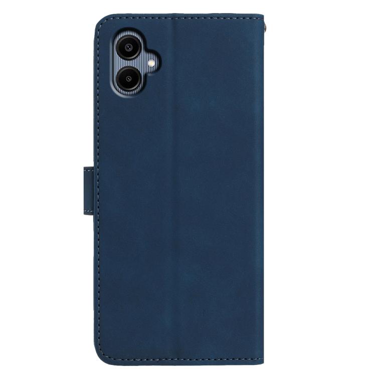 Funda de cuero con relieve y diseño de mariposas para Samsung Galaxy A07 5G (azul marino)