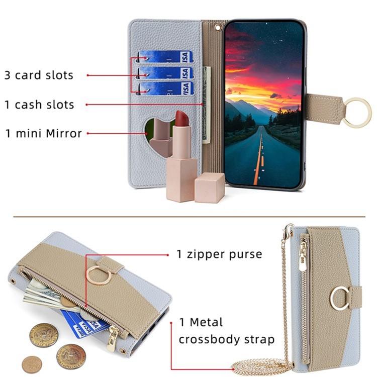 Funda de cuero con textura de lichi cruzada para Samsung Galaxy S25 5G (azul)