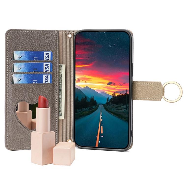 Funda de cuero con textura de lichi para Samsung Galaxy S25+ 5G (gris)