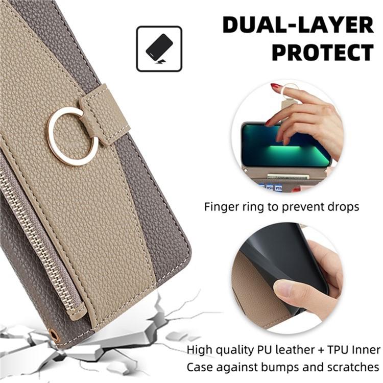 Funda de cuero con textura de lichi para Samsung Galaxy S25+ 5G (gris)