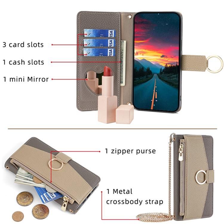 Funda de cuero con textura de lichi para Samsung Galaxy S25 Ultra 5G (gris)