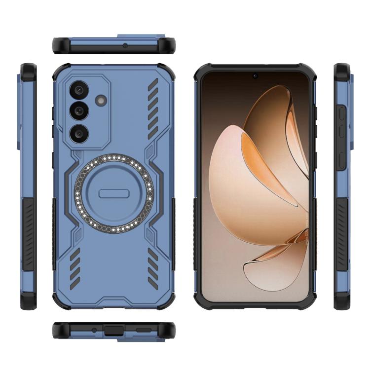 Funda con anillo magnético MagSafe y mariposa para Samsung Galaxy M56 5G (azul)