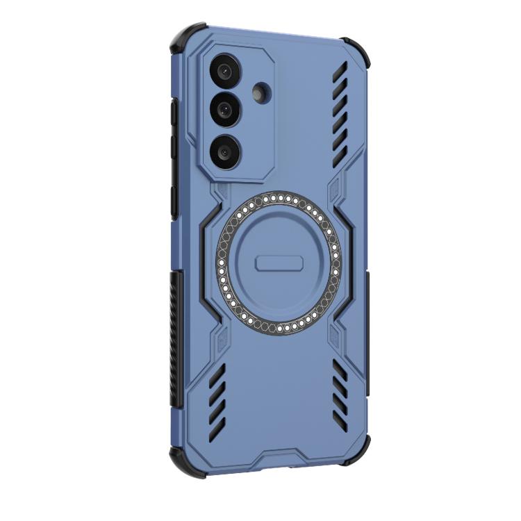 Funda con anillo magnético MagSafe y mariposa para Samsung Galaxy M56 5G (azul)