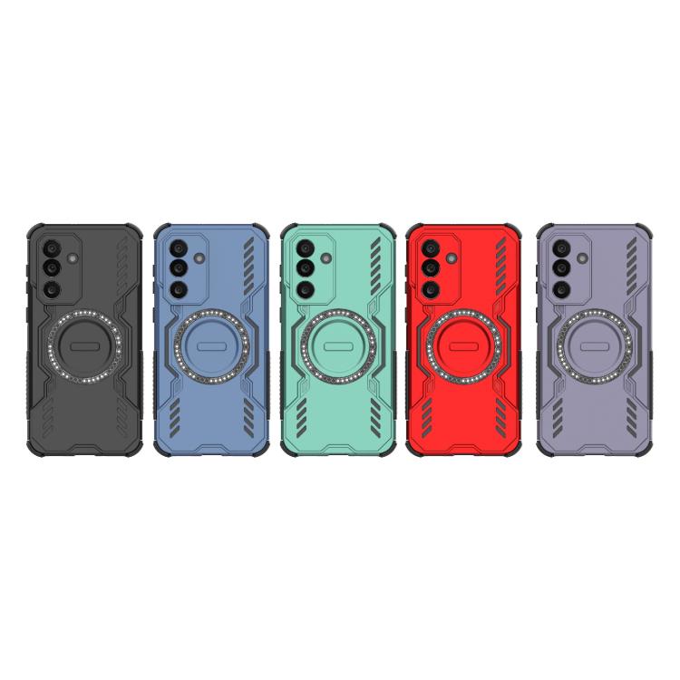 Funda con anillo magnético MagSafe y mariposa para Samsung Galaxy M56 5G (azul)
