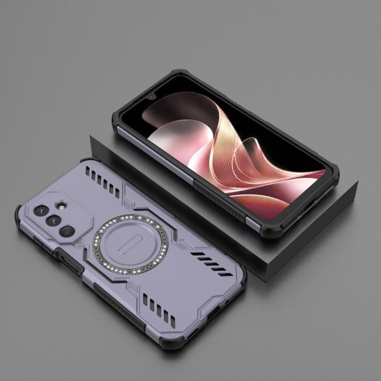 Funda para Samsung Galaxy M36 5G con anillo magnético MagSafe y protección contra golpes (morado)
