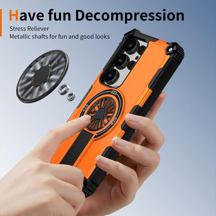 Funda MagSafe para Samsung Galaxy S24 Ultra 5G con soporte metálico y protección contra golpes (naranja)